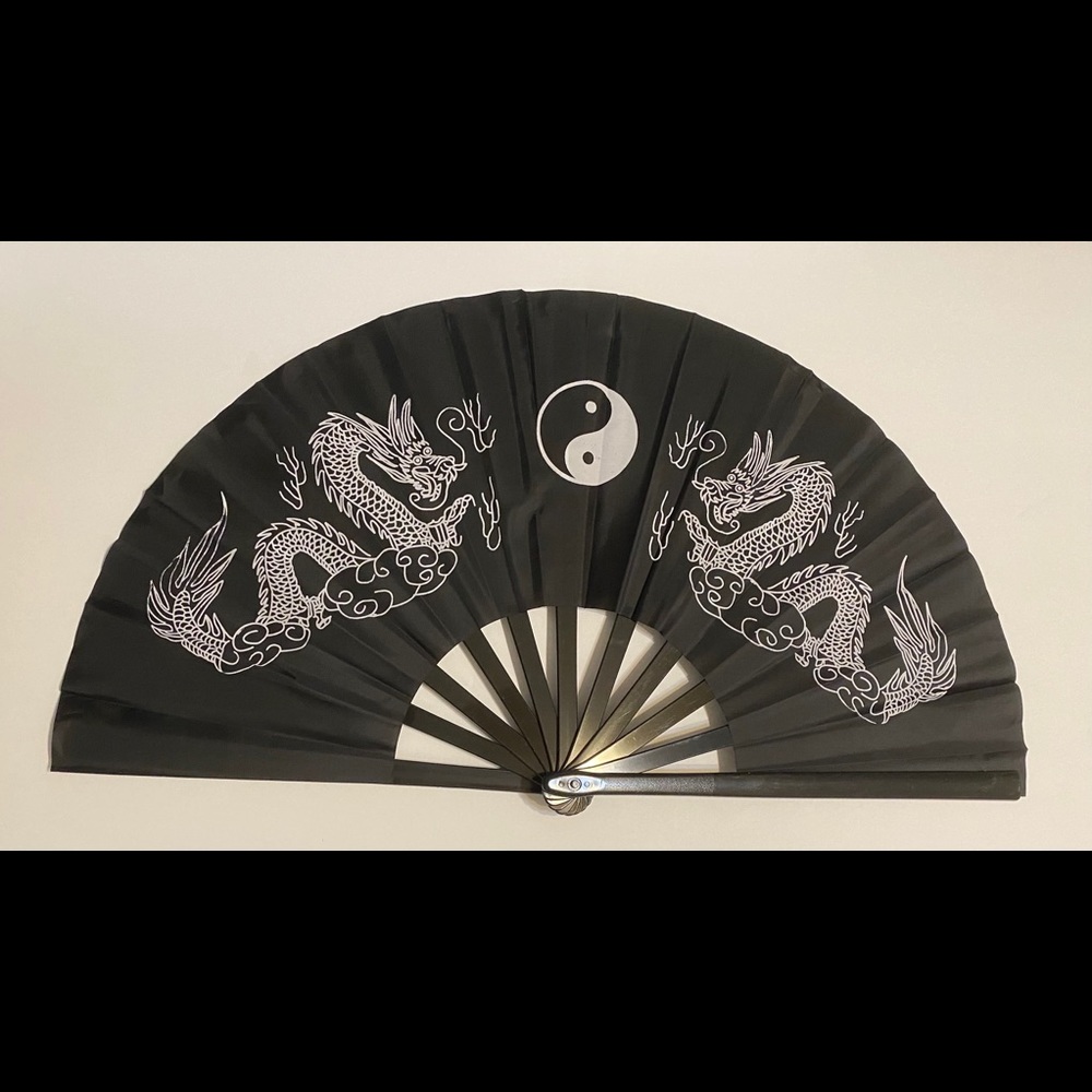 Martial art black Plastic kung fu tai chi fan